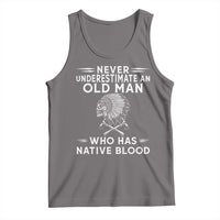 Native Warrior Skull Tank Top Never Underestimate An Old Man Who Has Native Blood
