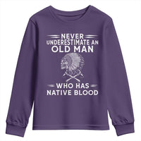 Native Warrior Skull Youth Sweatshirt Never Underestimate An Old Man Who Has Native Blood