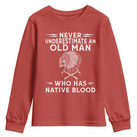Native Warrior Skull Youth Sweatshirt Never Underestimate An Old Man Who Has Native Blood