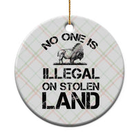 Native American Buffalo Graphic Ceramic Ornament No One Is Illegal On Stolen Land