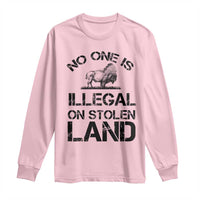Native American Buffalo Graphic Long Sleeve Shirt No One Is Illegal On Stolen Land