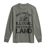 Native American Buffalo Graphic Long Sleeve Shirt No One Is Illegal On Stolen Land