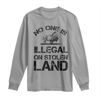 Native American Buffalo Graphic Long Sleeve Shirt No One Is Illegal On Stolen Land