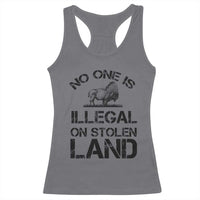 Native American Buffalo Graphic Racerback Tank Top No One Is Illegal On Stolen Land