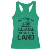Native American Buffalo Graphic Racerback Tank Top No One Is Illegal On Stolen Land