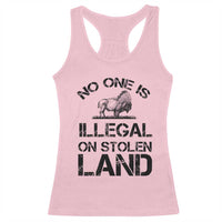 Native American Buffalo Graphic Racerback Tank Top No One Is Illegal On Stolen Land