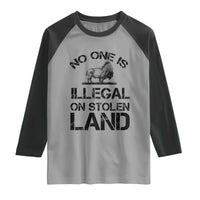 Native American Buffalo Graphic Raglan Shirt No One Is Illegal On Stolen Land