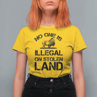 Native American Buffalo Graphic T Shirt For Women No One Is Illegal On Stolen Land