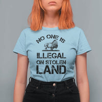 Native American Buffalo Graphic T Shirt For Women No One Is Illegal On Stolen Land