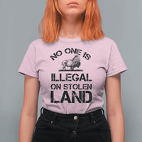Native American Buffalo Graphic T Shirt For Women No One Is Illegal On Stolen Land