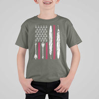 Vintage Native American Flag T Shirt For Kid Dreamcatcher And Feather Graphic