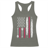 Vintage Native American Flag Racerback Tank Top Dreamcatcher And Feather Graphic