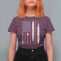 Vintage Native American Flag T Shirt For Women Dreamcatcher And Feather Graphic