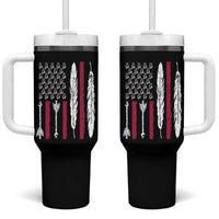 Vintage Native American Flag Tumbler With Handle Dreamcatcher And Feather Graphic