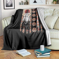 Proud Native American Flag Throw Blanket Tribal Sunflower Indigenous Peoples Day Gift