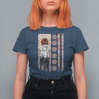 Proud Native American Flag T Shirt For Women Tribal Sunflower Indigenous Peoples Day Gift