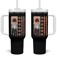 Proud Native American Flag Tumbler With Handle Tribal Sunflower Indigenous Peoples Day Gift
