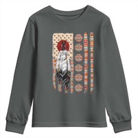 Proud Native American Flag Youth Sweatshirt Tribal Sunflower Indigenous Peoples Day Gift