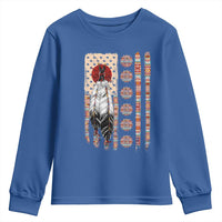 Proud Native American Flag Youth Sweatshirt Tribal Sunflower Indigenous Peoples Day Gift