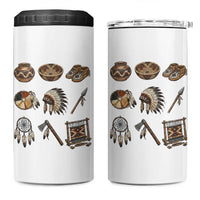 Indigenous Cultural Artifacts 4 in 1 Can Cooler Tumbler Native American Heritage Graphic
