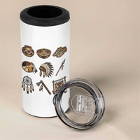 Indigenous Cultural Artifacts 4 in 1 Can Cooler Tumbler Native American Heritage Graphic