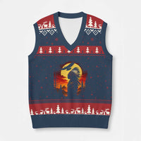 Vintage Native American Warrior V-Neck Knit Sweater Vest Indigenous Heritage Pride
