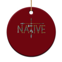 Western Style Tribal Feather Ceramic Ornament Vintage Boho Graphic