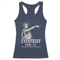 Liberty Has Spoken Everybody Saw It Racerback Tank Top Funny Pointing Statue Basketball Parody
