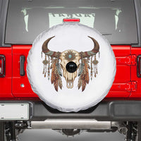 Vintage Southwestern Cow Skull Spare Tire Cover Boho Feather Western Graphic