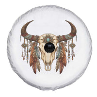 Vintage Southwestern Cow Skull Spare Tire Cover Boho Feather Western Graphic