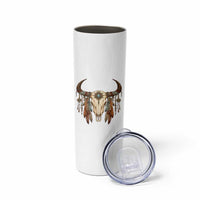 Vintage Southwestern Cow Skull Skinny Tumbler Boho Feather Western Graphic