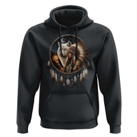 Vintage Native American Woman With White Wolf Graphic Hoodie