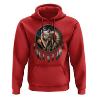 Vintage Native American Woman With White Wolf Graphic Hoodie