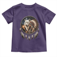 Vintage Native American Woman With White Wolf Graphic Toddler T Shirt