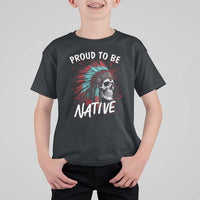 Proud To Be Native T Shirt For Kid Native American Skull Headdress Graphic