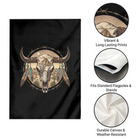 Southwestern Desert Bull Skull Garden Flag Rustic Western Feather Emblem