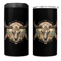 Southwestern Desert Bull Skull 4 in 1 Can Cooler Tumbler Rustic Western Feather Emblem