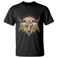 Southwestern Desert Bull Skull T Shirt Rustic Western Feather Emblem