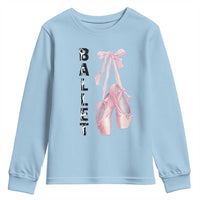 Ballerina Pointe Shoes Youth Sweatshirt Gift For Cute Ballet Girl - Wonder Print Shop