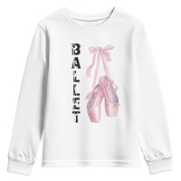 Ballerina Pointe Shoes Youth Sweatshirt Gift For Cute Ballet Girl - Wonder Print Shop