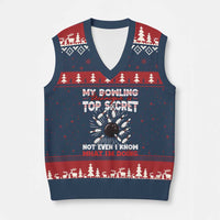 My Bowling Technique Is Top Secret V-Neck Knit Sweater Vest Funny Bowler Gift - Wonder Print Shop