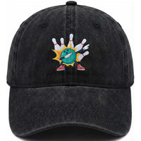 Funny Bowling Ball Dab Washed Cotton Baseball Cap Sports Lover Gift