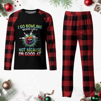 Bowling Humor Gift Plaid Pajama Set I Go Bowling Because I Like It - Wonder Print Shop
