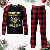 I Go Bowling Because I Like It Not Because Im Good At It Plaid Pajama Set Funny Bowling Gift - Wonder Print Shop