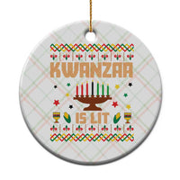 Funny Kwanzaa Is Lit Ceramic Ornament Ugly Sweater African Heritage Holiday Gift - Wonder Print Shop