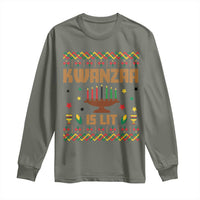 Funny Kwanzaa Is Lit Long Sleeve Shirt Ugly Sweater African Heritage Holiday Gift - Wonder Print Shop