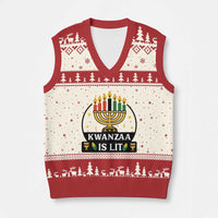 Kwanzaa Is Lit V-Neck Knit Sweater Vest Funny African American Holiday Gift - Wonder Print Shop