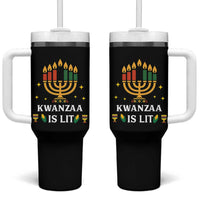 Kwanzaa Is Lit Tumbler With Handle Funny African American Holiday Gift - Wonder Print Shop