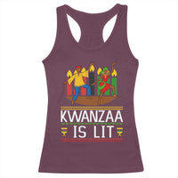 Funny Kwanzaa Is Lit Racerback Tank Top Festival Of Lights African Heritage Gift - Wonder Print Shop