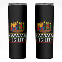 Funny Kwanzaa Is Lit Skinny Tumbler Festival Of Lights African Heritage Gift - Wonder Print Shop